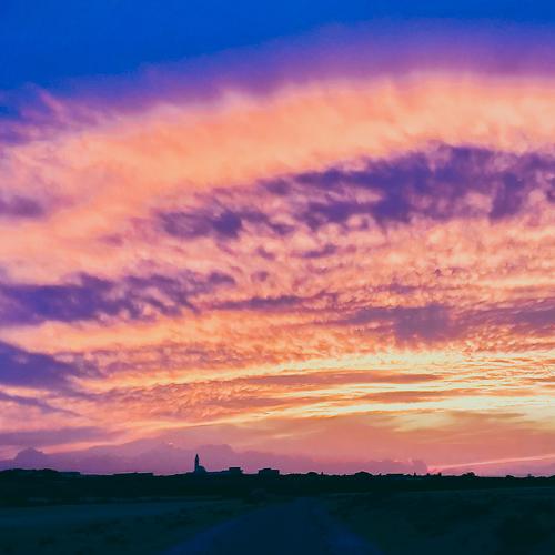 Amazing sunset in the countryside of Sidi El Heni