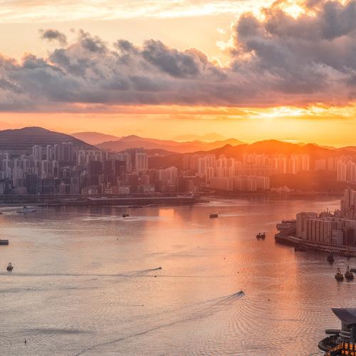 Sunrise over Victoria Harbor