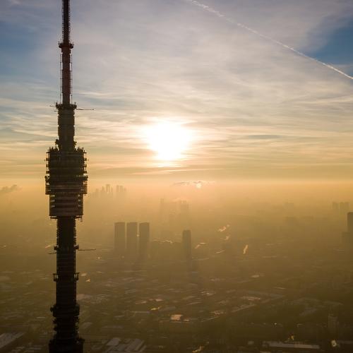 Ostankino TV tower on a winter sunset @ Moscow, Russia