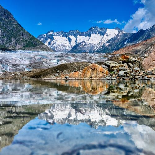 Reflection on glacier