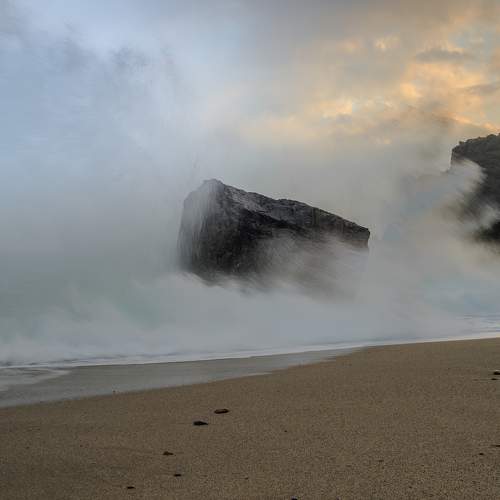 Sea storm and Sunset