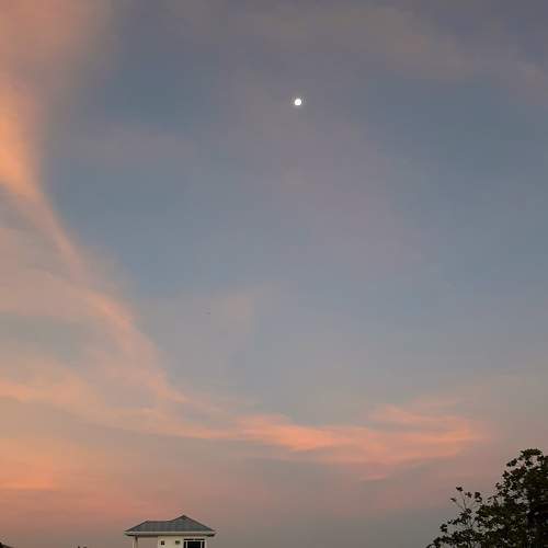 Sea, Sunset, and the moon