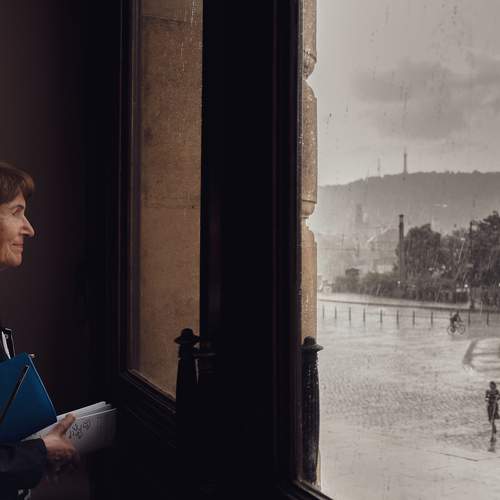 A moment of reflection in Philharmonic Hall in Prague