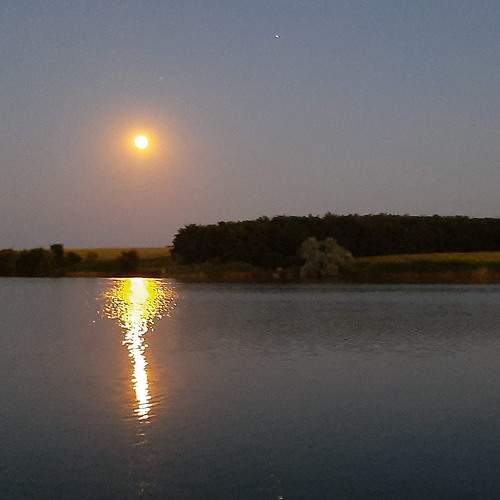 Mistic lake under the moon