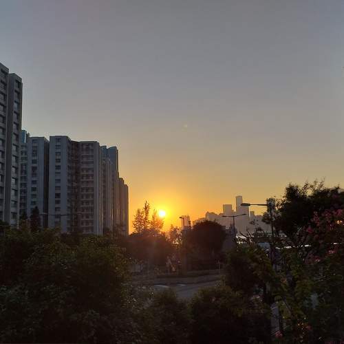 Sunrise at whampoa sea side Hongkong
