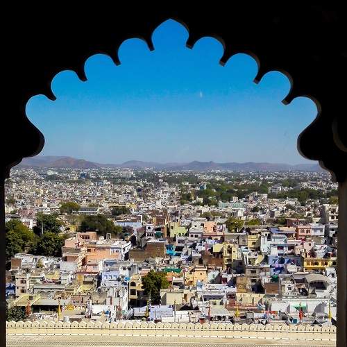City view from Jharokha of City Palace Udaipur