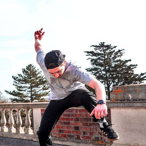 A skater on the coast