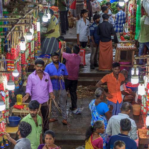 Line of Street Flower Vendors