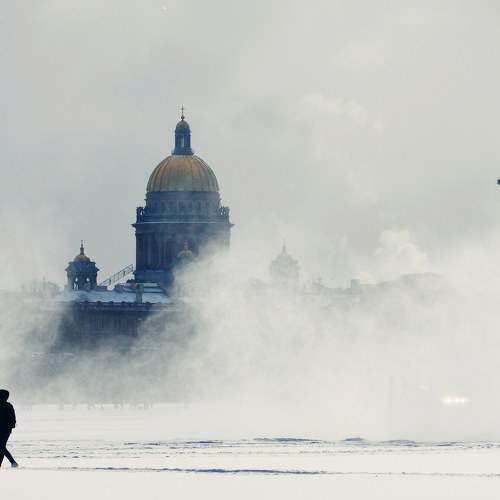 Walking on frozen river