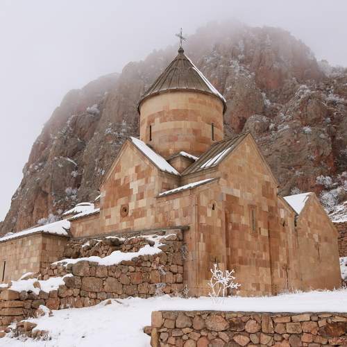 Mysterious winter panorama of Noravank