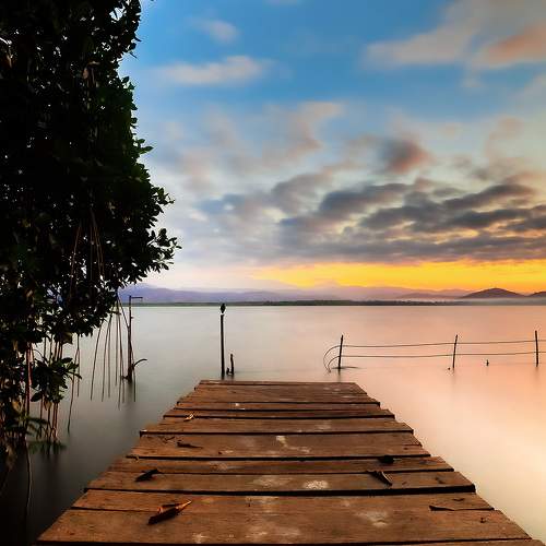 Coyuca Lagoon in the dawn.