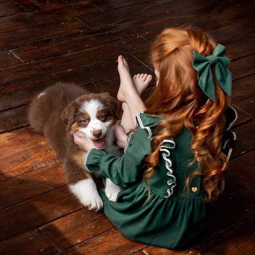 Girl and here puppy Coffee