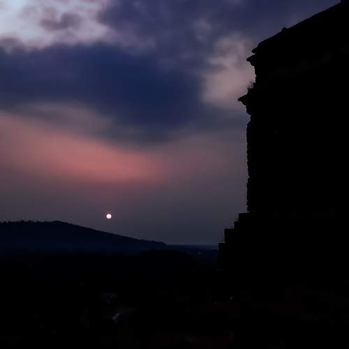 Sun set at gommatabetta karkala.