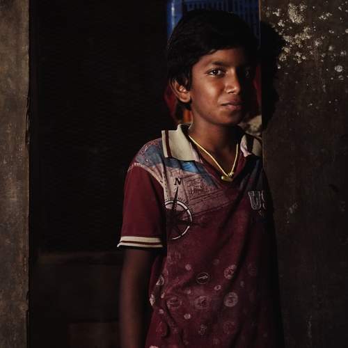 Portrait of a young boy from the streets of Mysore.