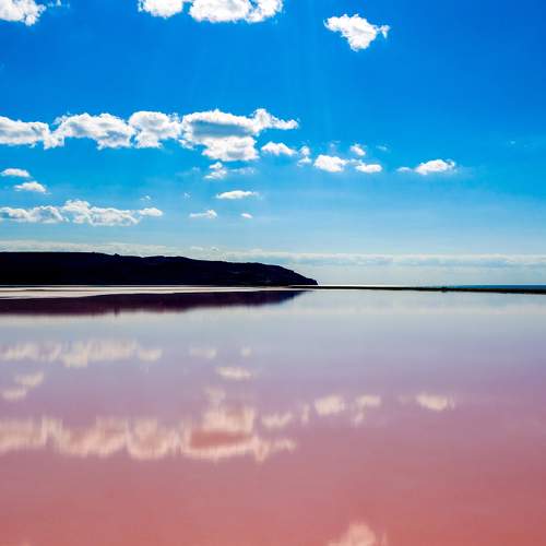 A natural pink salt lake.