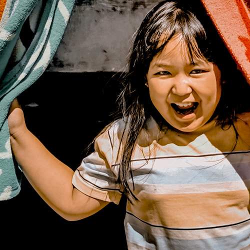 Child's happiness in the morning