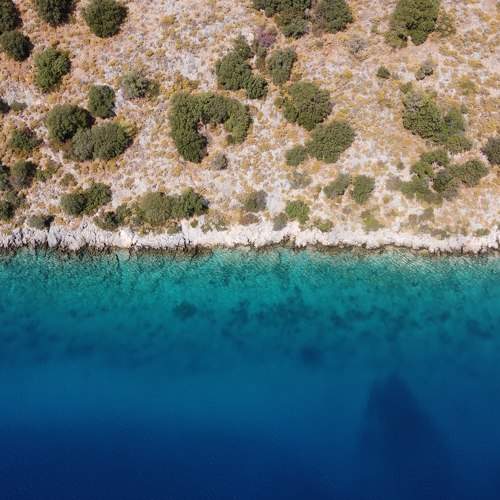 Blue of the sea and green of nature.