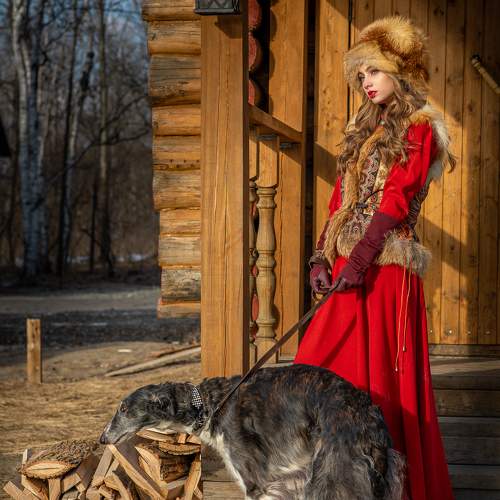 Russian Girl With Greyhound