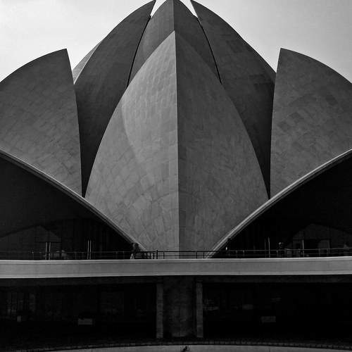 Monochromatic view of lotus temple