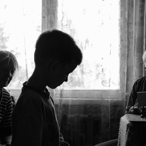 Two grandmothers and one grandson