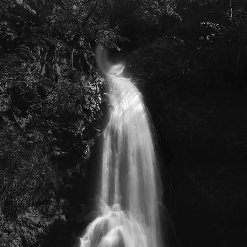 Sopot waterfall on the river Manastirska, Bulgaria in black and white