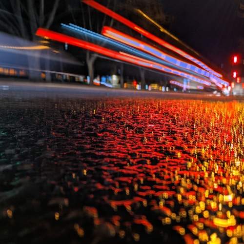 street light reflections at the night