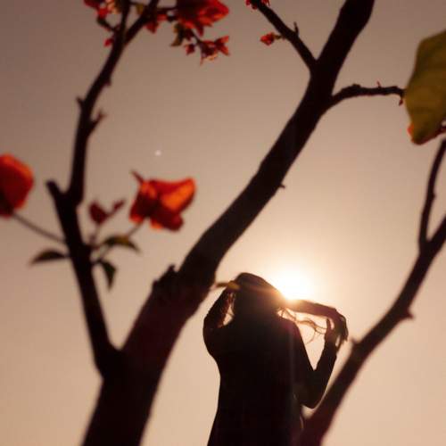 A girl taking sunbath