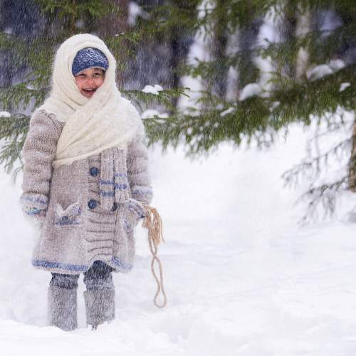 A girl in the winter forest. Based on Russian fairy tales.