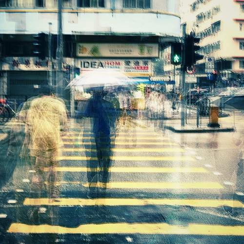 Doubled Ghosts of Rainy Crosswalk
