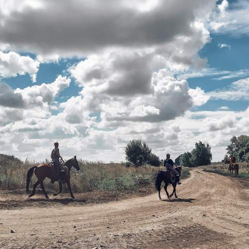 On horseback
