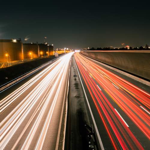 Light trails of highway traffic