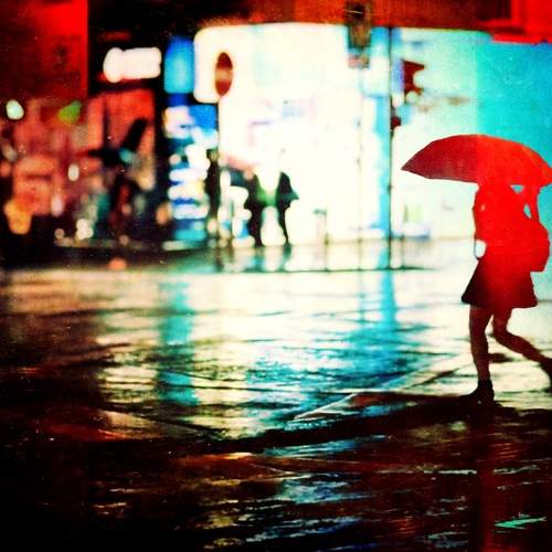 Red‑Umbrella Night Wanderer