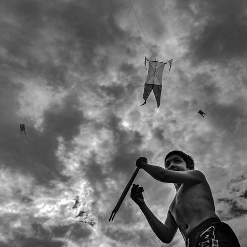 The joy of playing childhood.