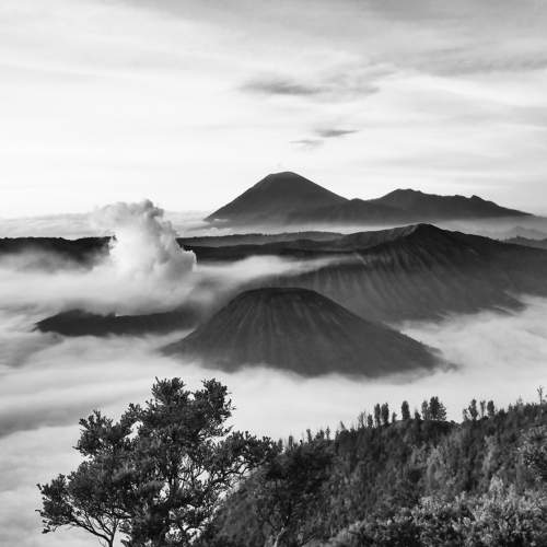 Expanse of clouds enveloping Bromo