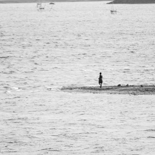 A man Walking On under of the River
