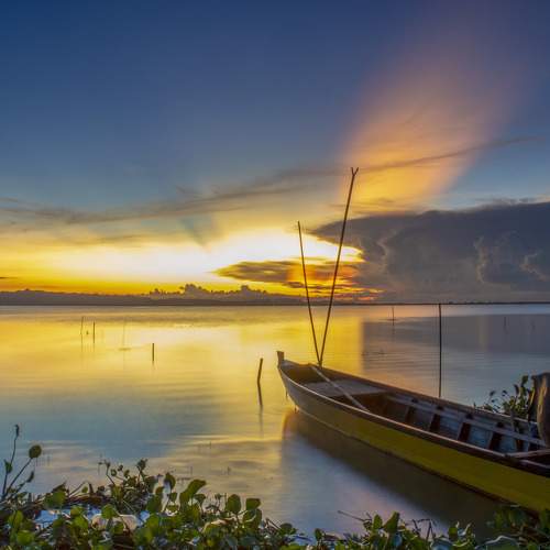ship on lake