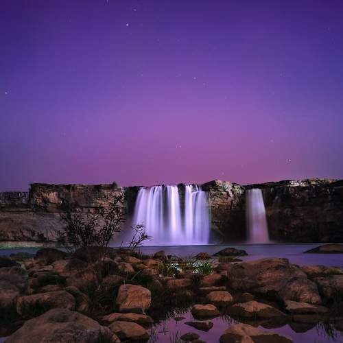Night long exposure of waterfall.