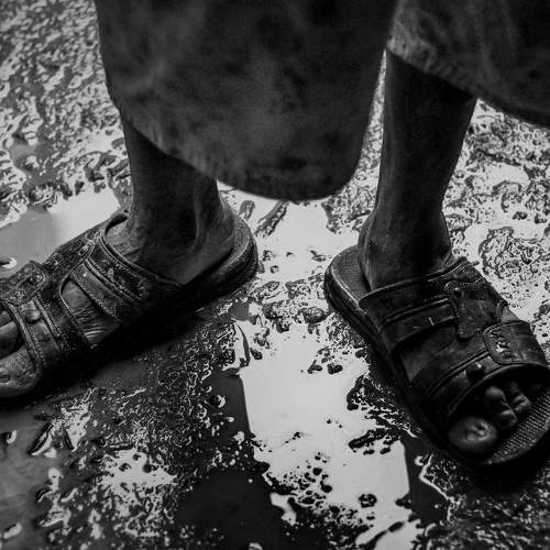 Feet of a sculptor.