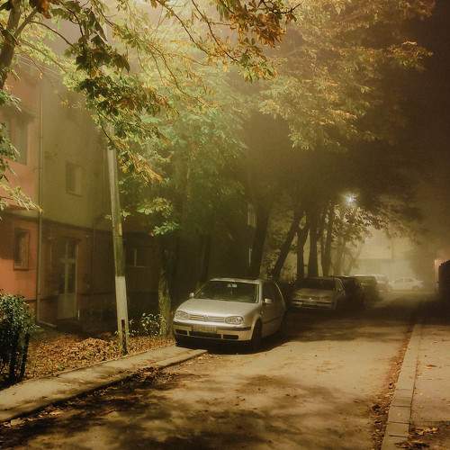 Misty night.
