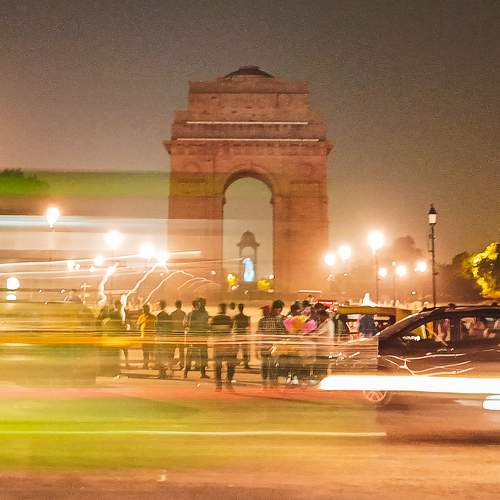 India Gate in light trails