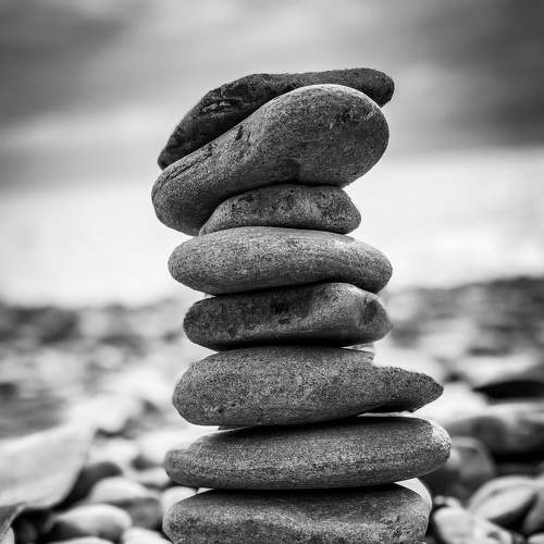 Stone Cairns on Pebble Beaches