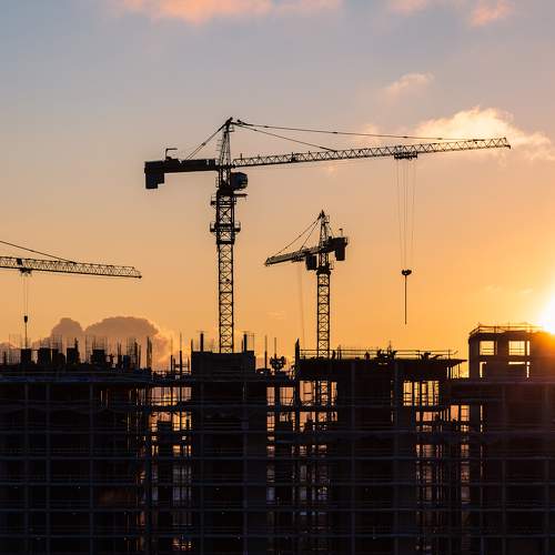Tower Cranes at Sunset