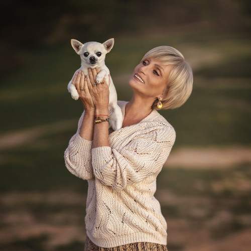 Woman with a little dog