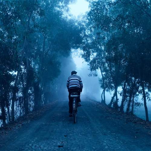 Riding through the fog
