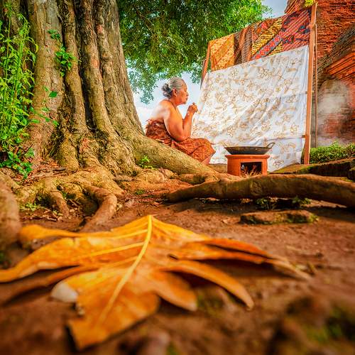Indonesian Batik Worker