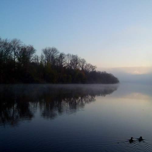 Moskva river in the morning fog