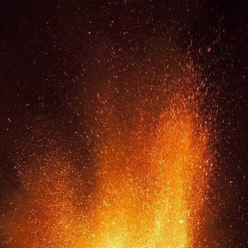 People watching a volcanic eruption.