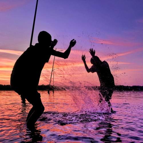 Sunset's Silhouette Splash