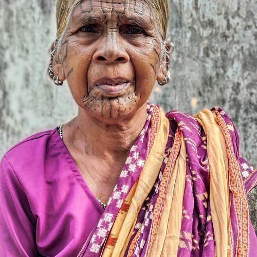 Old Grandma With Face Art