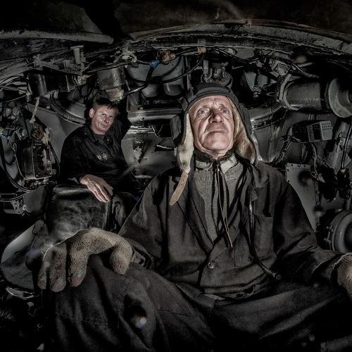 Т-34, потрет водителя - Famous WWII tank T-34 inside. The driver's portrait